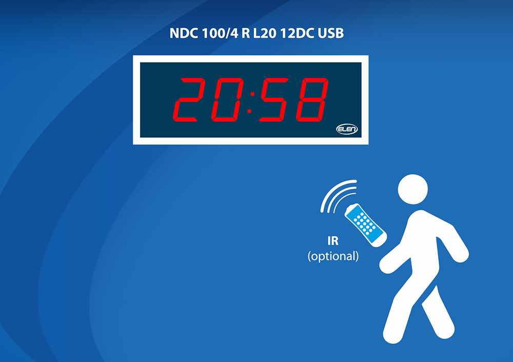 Horloge numérique - NDC 57/4 R L20 12DC USB - ELEN, s.r.o. - murale / à LED  / à 4 chiffres