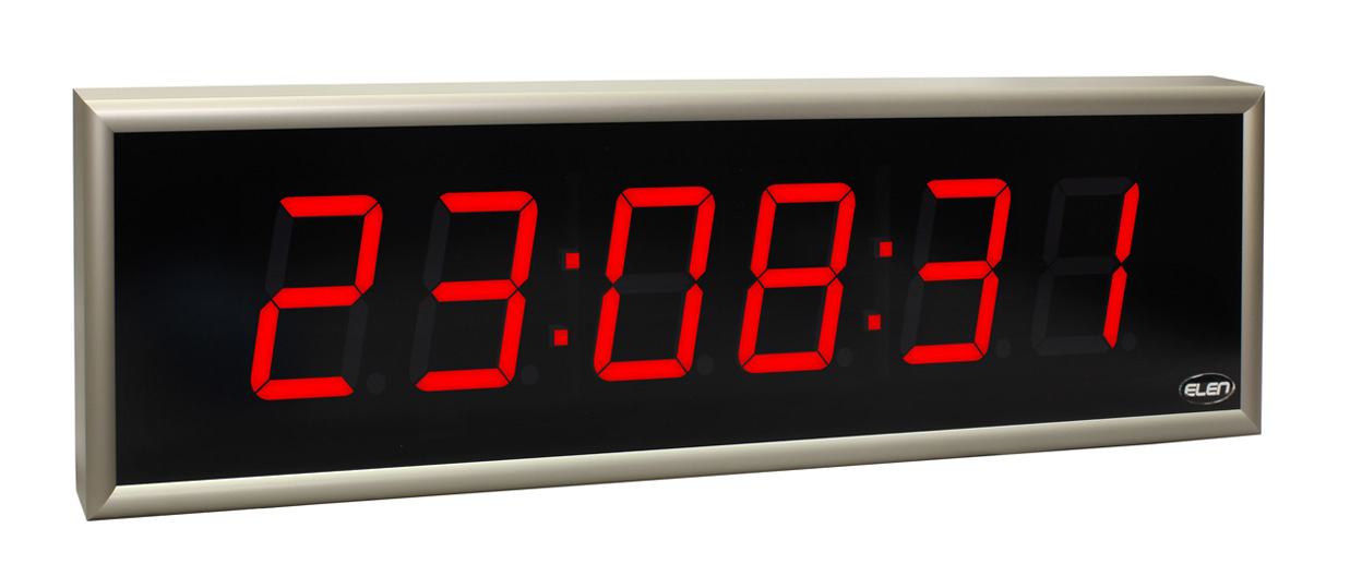 Digital clocks for displaying time and date -<br/>NDC 100/6 R L20 12DC RS485<br/>-interface RS485