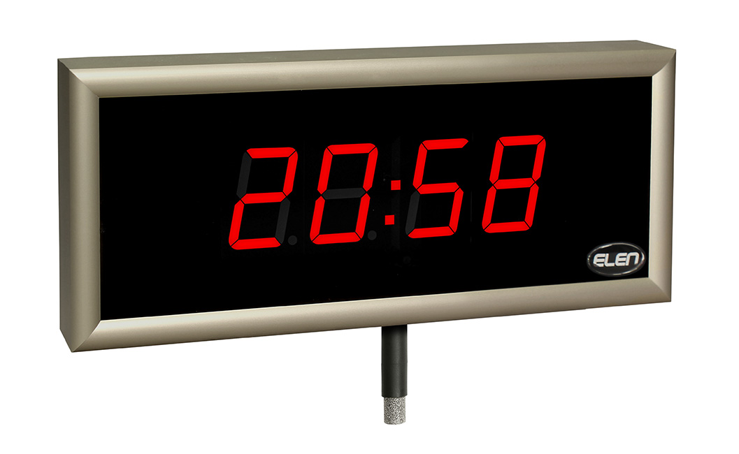 Digital clocks for displaying time, date, temperature and humidity -<br/>NDC 57/4 THS R L20 12DC RS485<br/>-interface RS485
