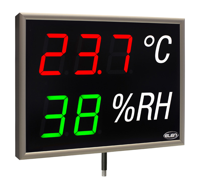 LED Großanzeige Thermometer und Hygrometer mit Sensor -<br/>NDA 100/3-2 THS RG L20 230AC RS485