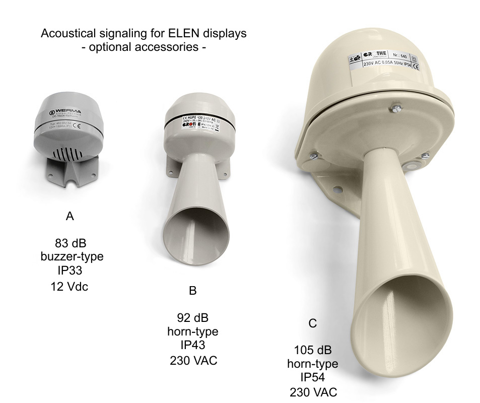 Acoustical signalization for LED displays