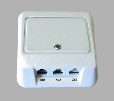 Rozvodná krabička 3-vývodová, </br>3 x RJ11, 6P6C (telefónna zásuvka)