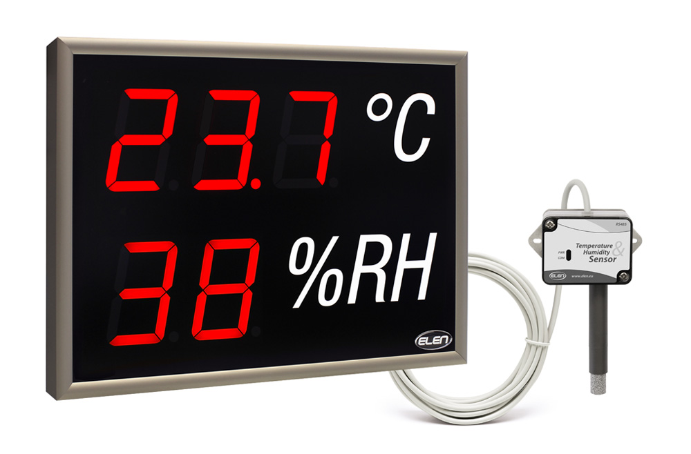 Meranie a zobrazovanie teploty a vlhkosti vzduchu - veľkoplošný displej s externým snímačom</br>NDA 100/3-2 TH R L20 230AC USB